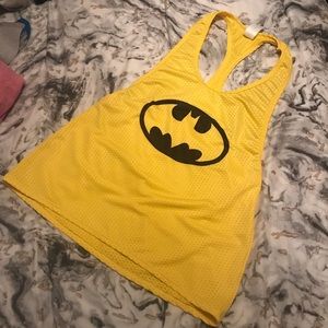 Cropped Mesh Yellow Batman Tank